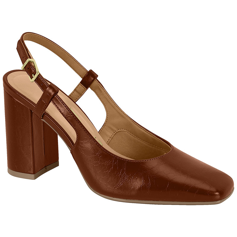 Brown Slingback Block Heels