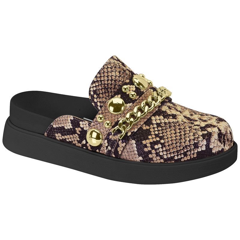 Snake Print Black Platform Sandals