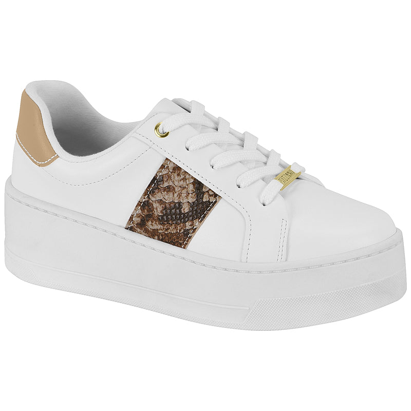 Snake Print Detail White Sneakers