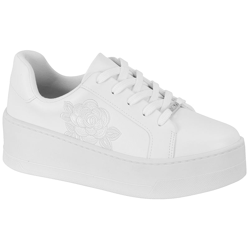 White Rose Platform Sneakers