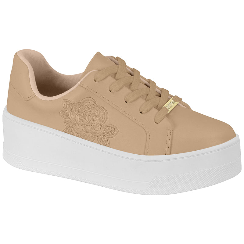 Beige Rose Platform Sneakers