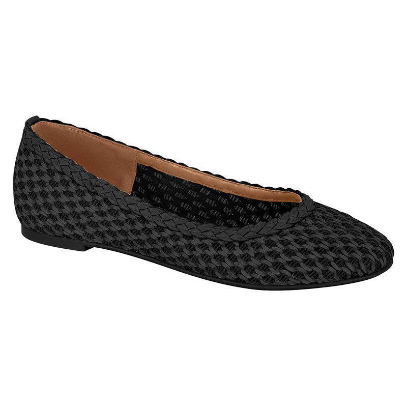 Black Textured Flats