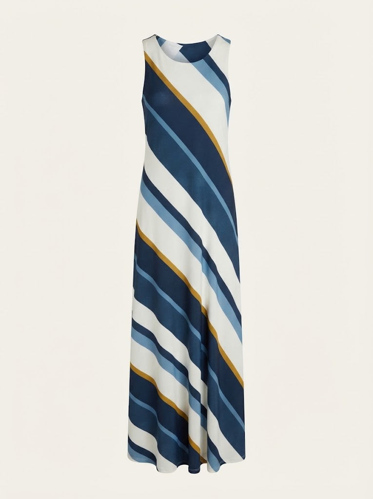 Diagonal Stripe Casual Dress