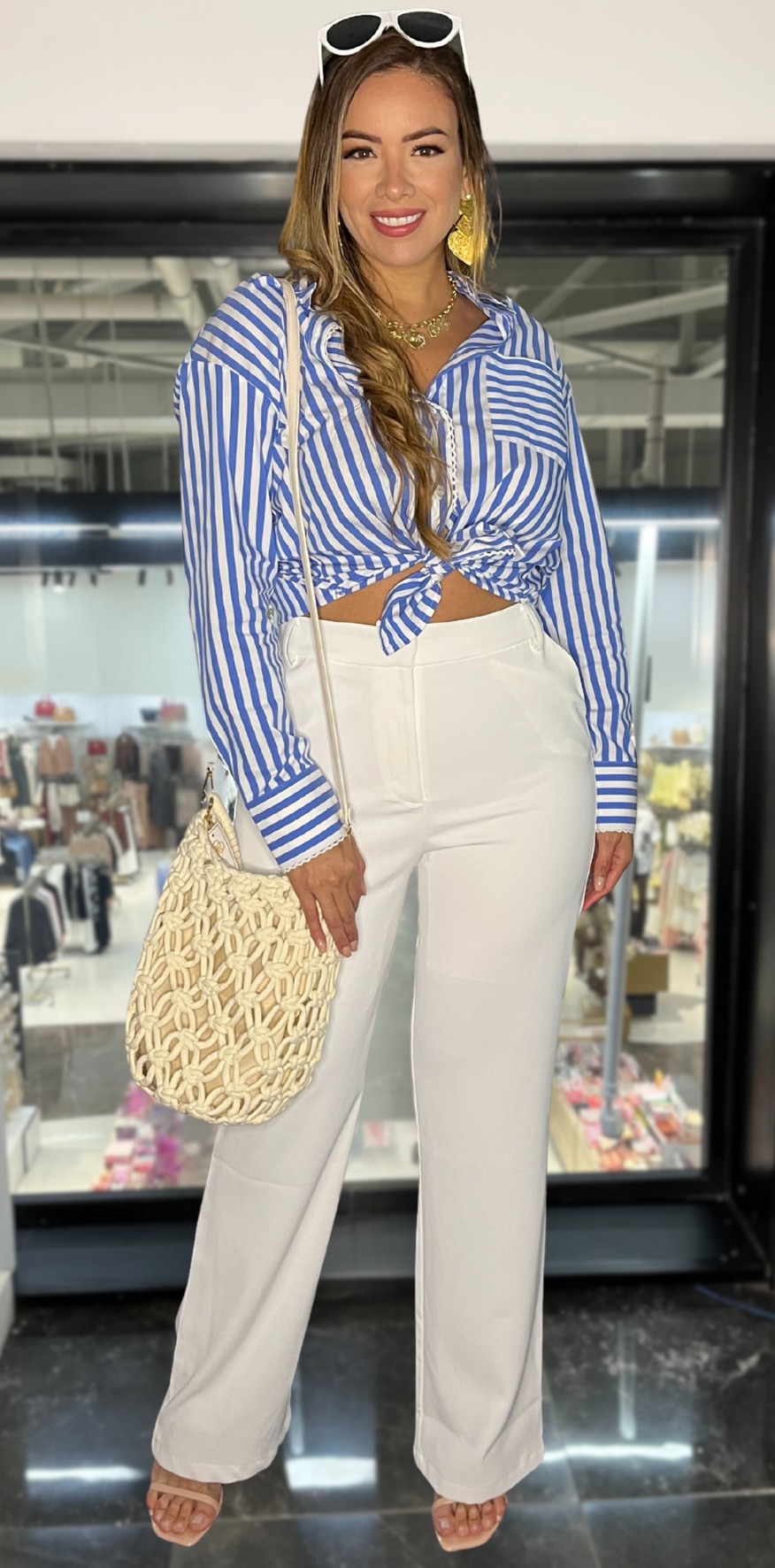 Blue and White Stripes Blouse