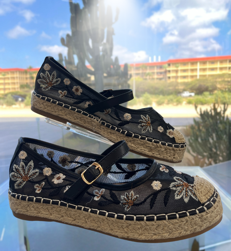 Black Sheer Detail Flats