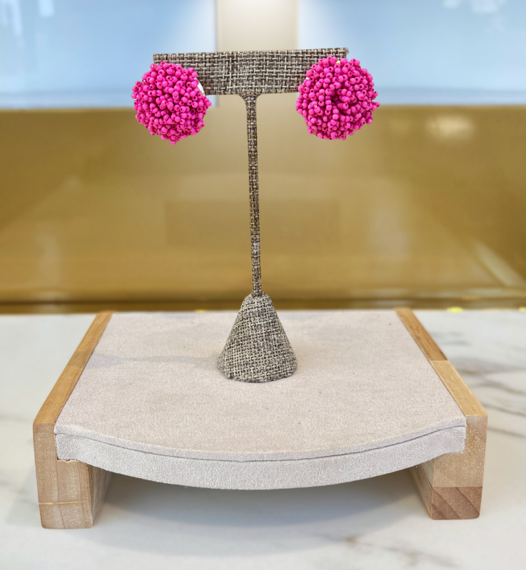 Fuchsia Beaded Earrings