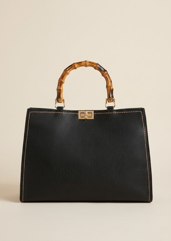 Bamboo Handle Structured Tote