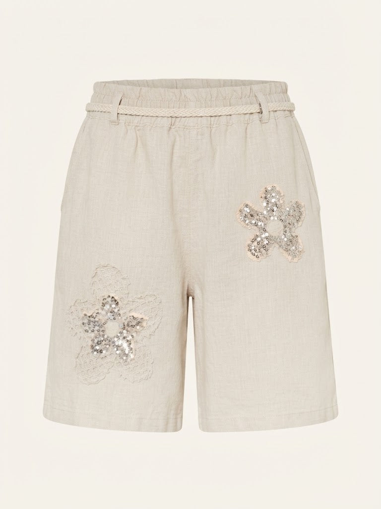 Linen Braided Belt Shorts