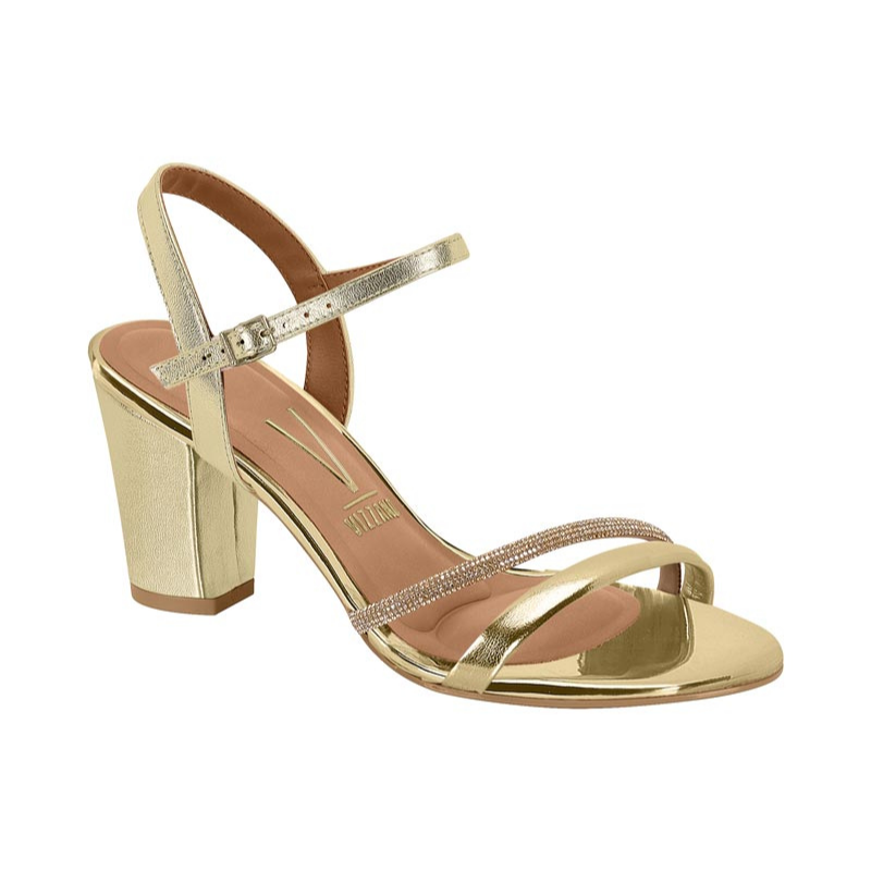 Glitter Strap Gold Block Heels