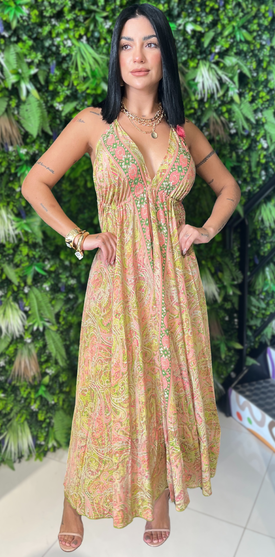 Green Print Dress