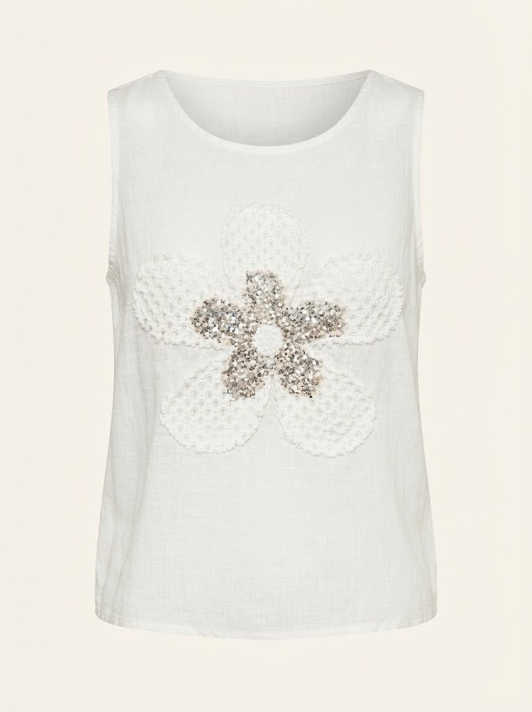 Flower Embellished Tank Top