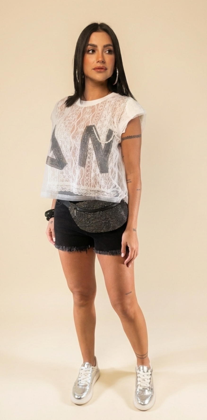 Black Subtle Fringed Shorts