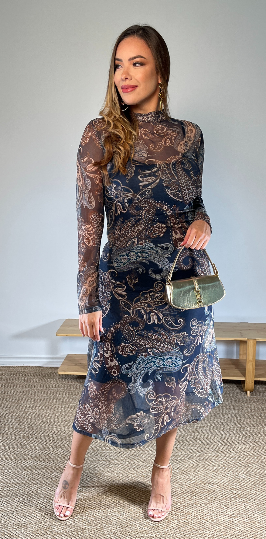 Navy Blue Floral Dress