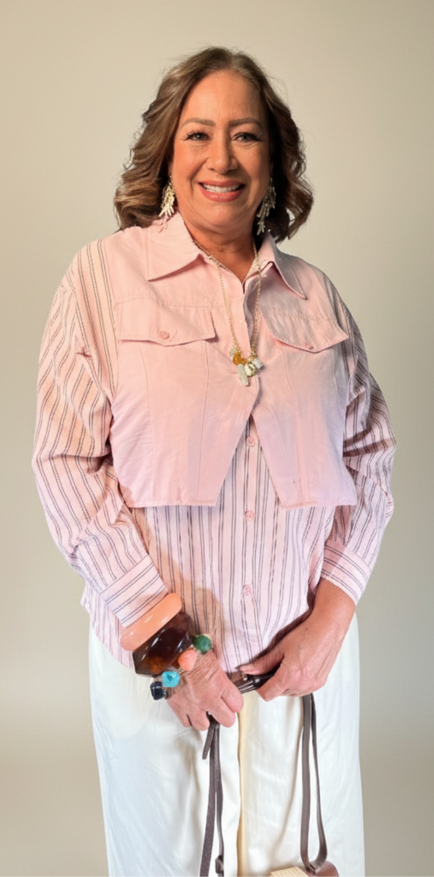 Striped Layered Overlay Blouse