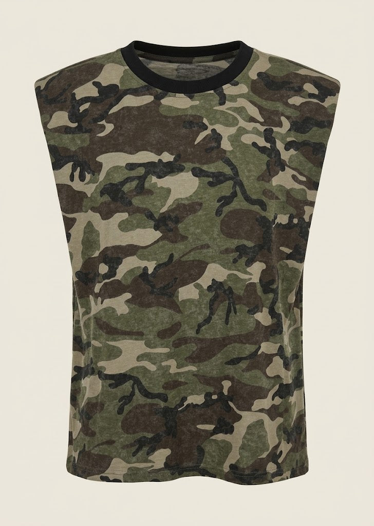 Camouflage Print Muscle Tank Top