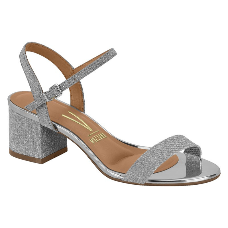 Glitter Silver Low Block Heels