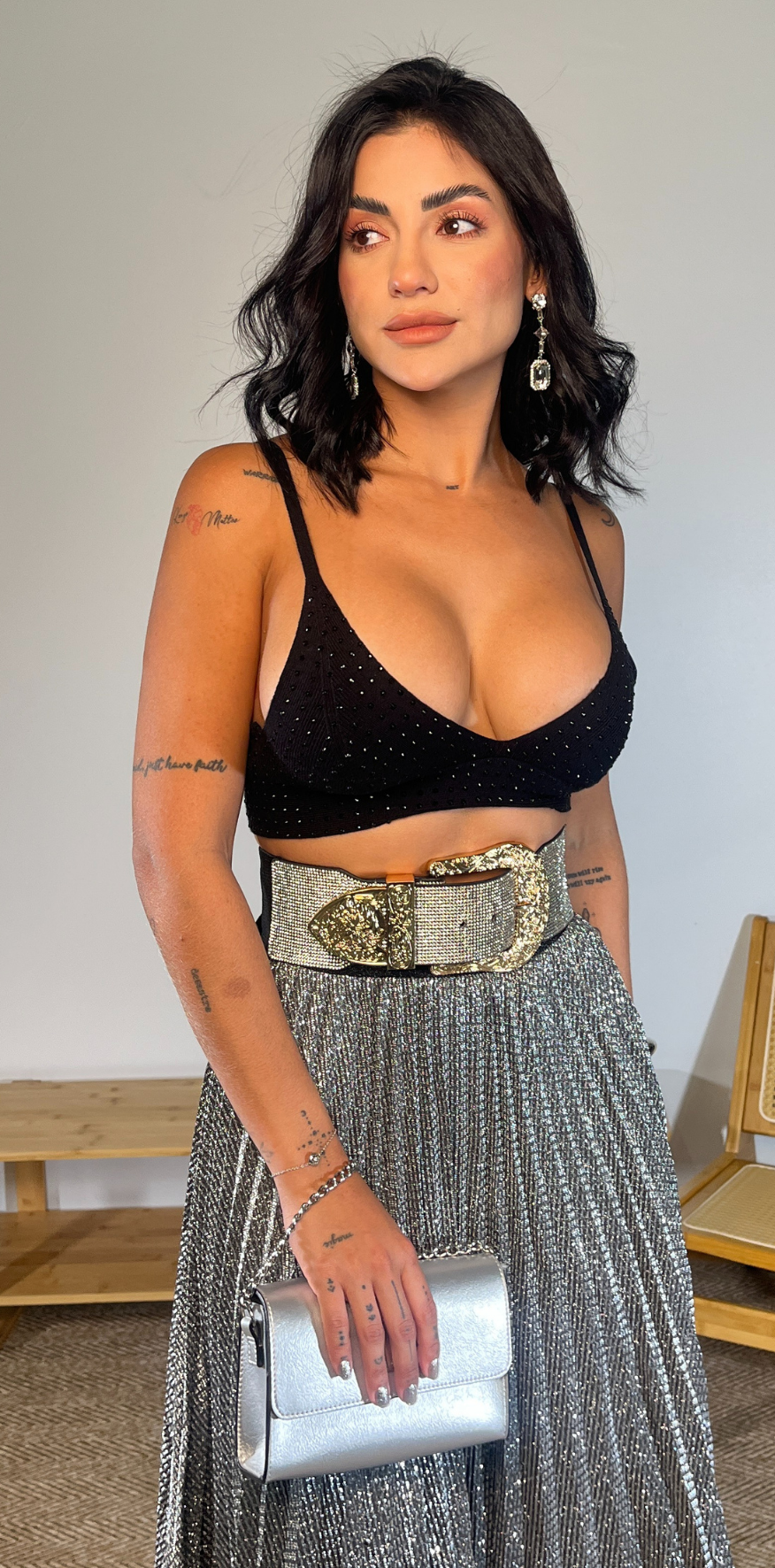 Black Studded Crop Top