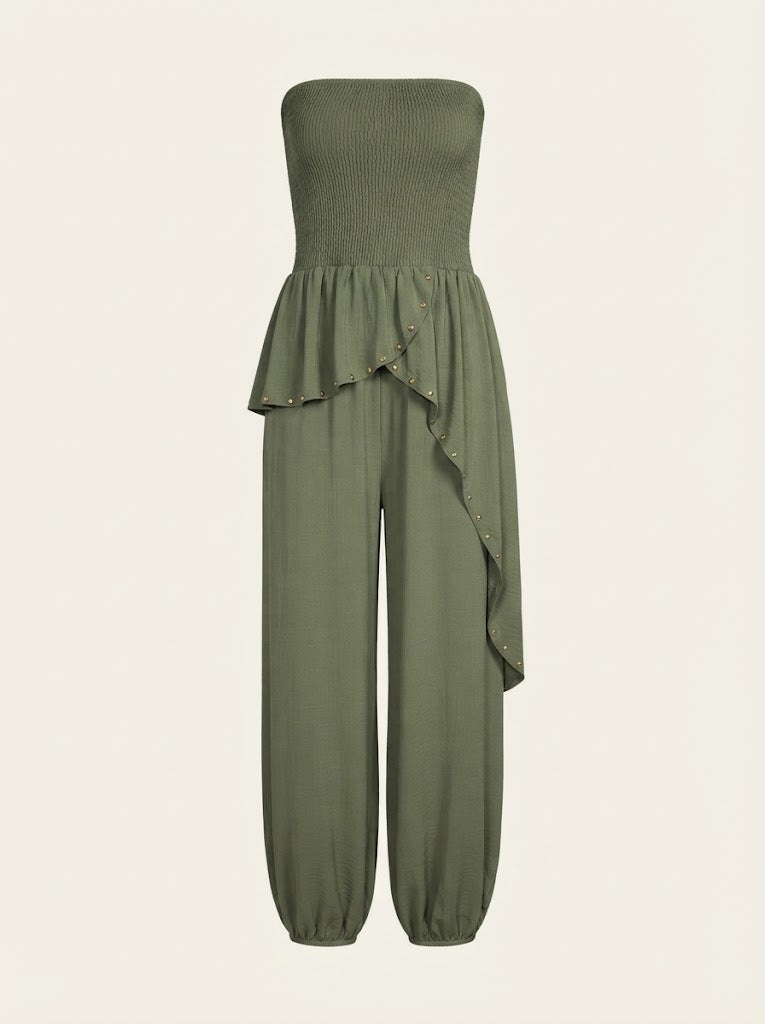 Smocked Peplum Jumpsuit