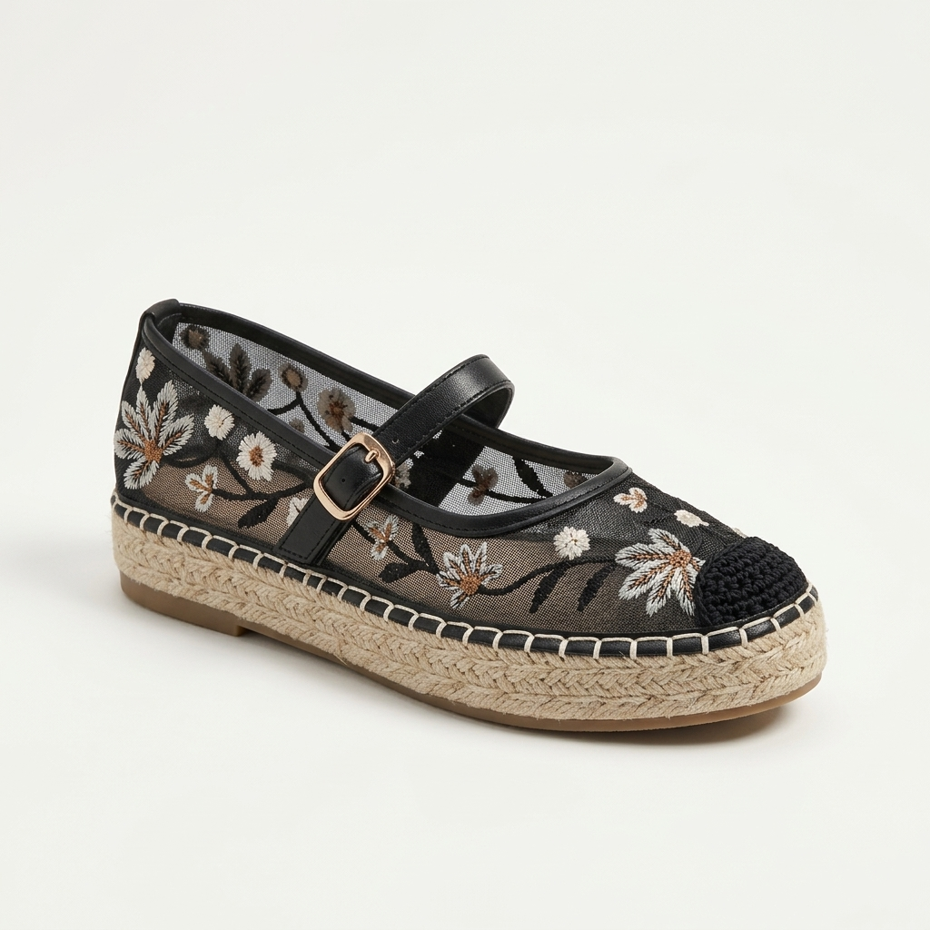 Black Mesh Espadrilles