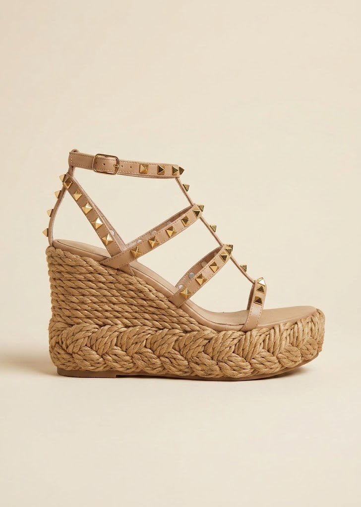 Pyramid Studded Caged Wedges