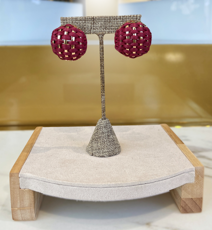 Red and Gold Woven Earrings