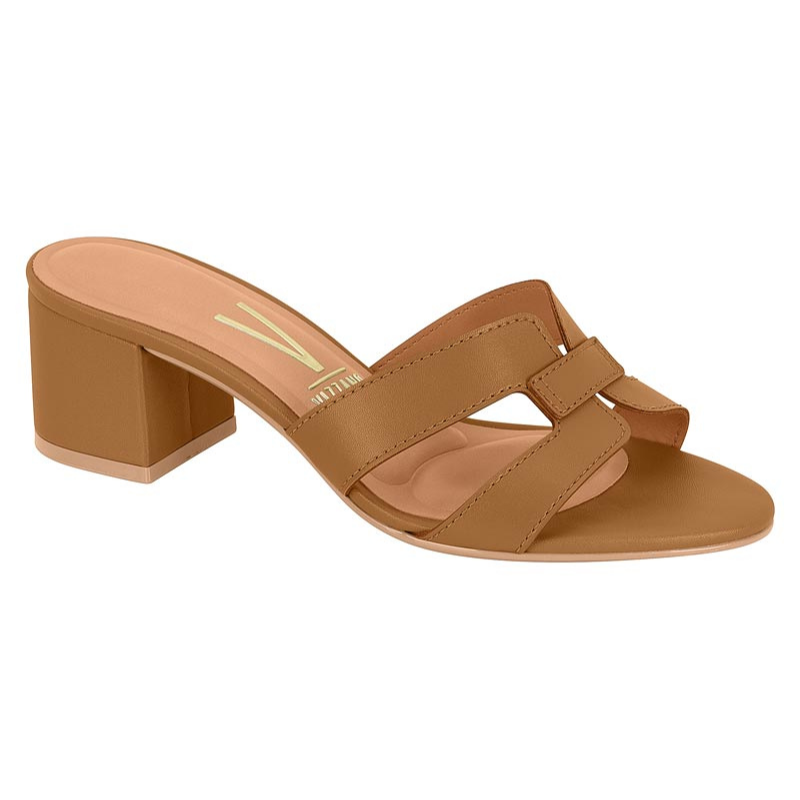 Brown Slide Low Block Heels