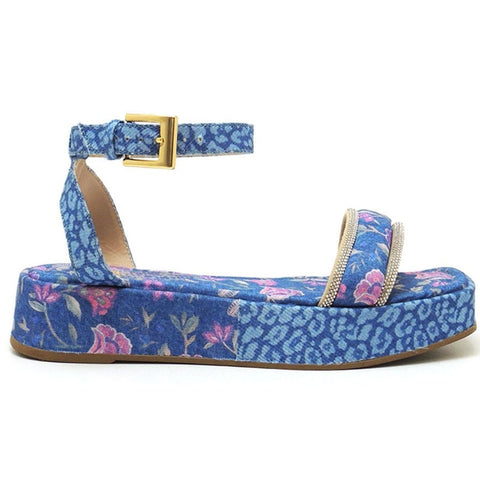 Blue Floral Sandals