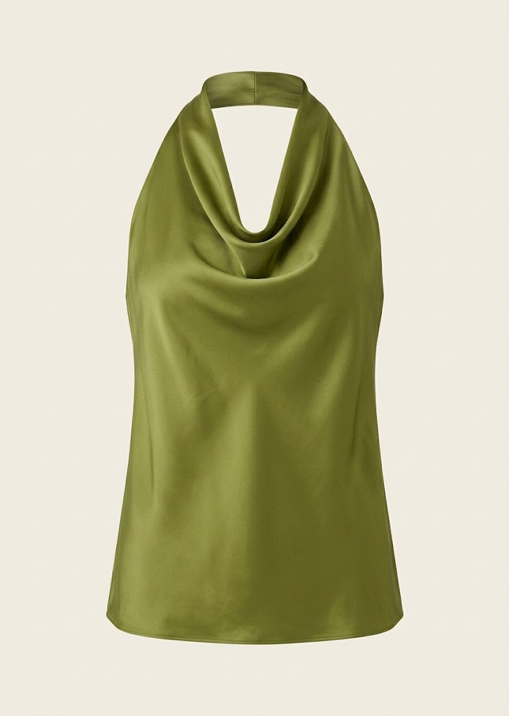 Satin Cowl Neck Halter Top