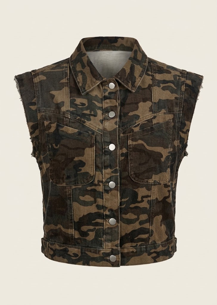 Camo Print Sleeveless Vest