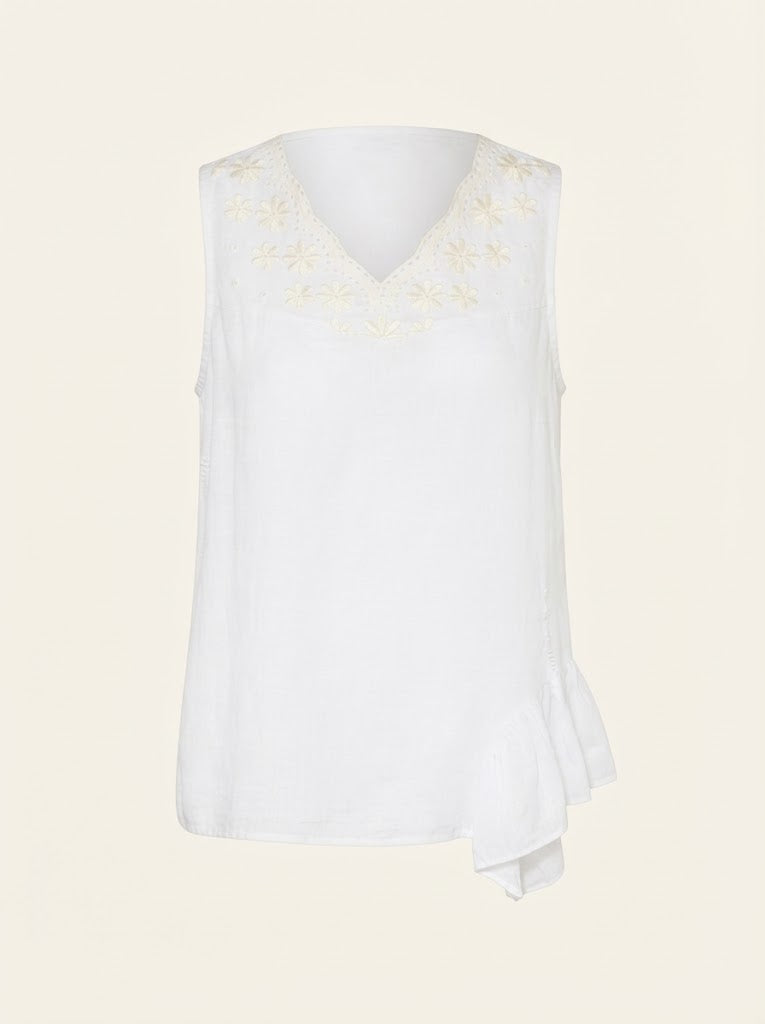 Embroidered Ruffle Blouse