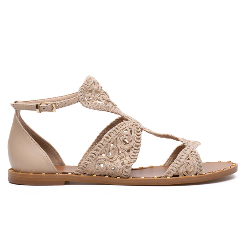 Beige Knit Sandals