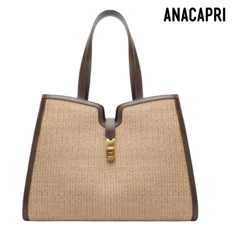 Brown Details Natural Handbag