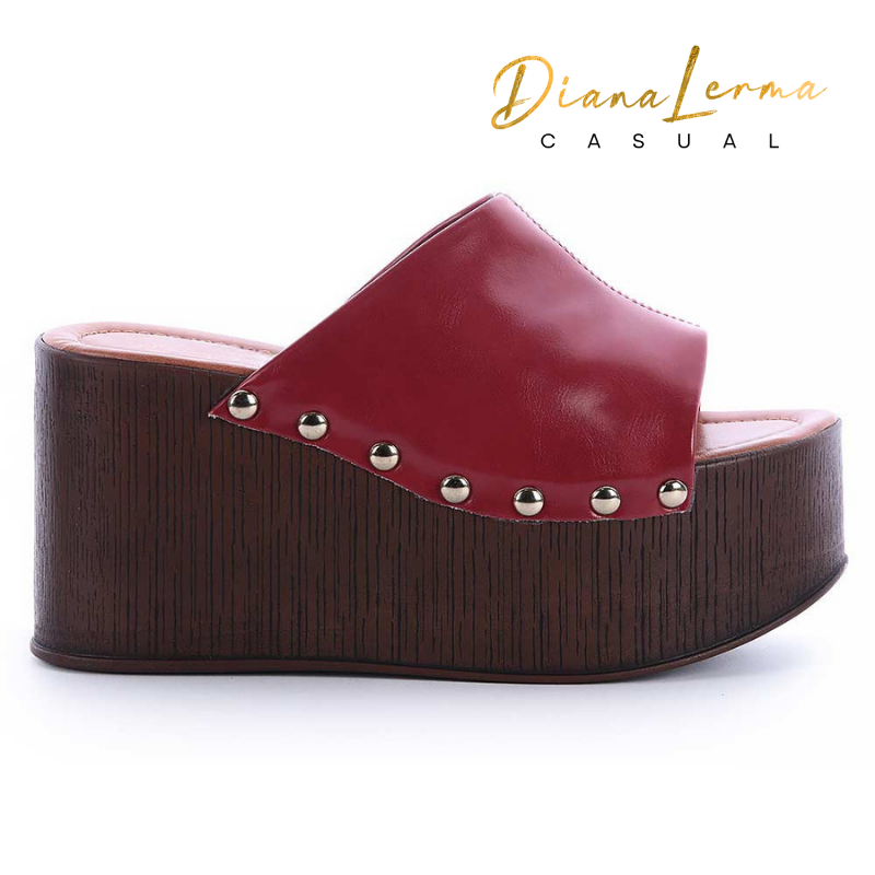 Burgundy Slide Wedges