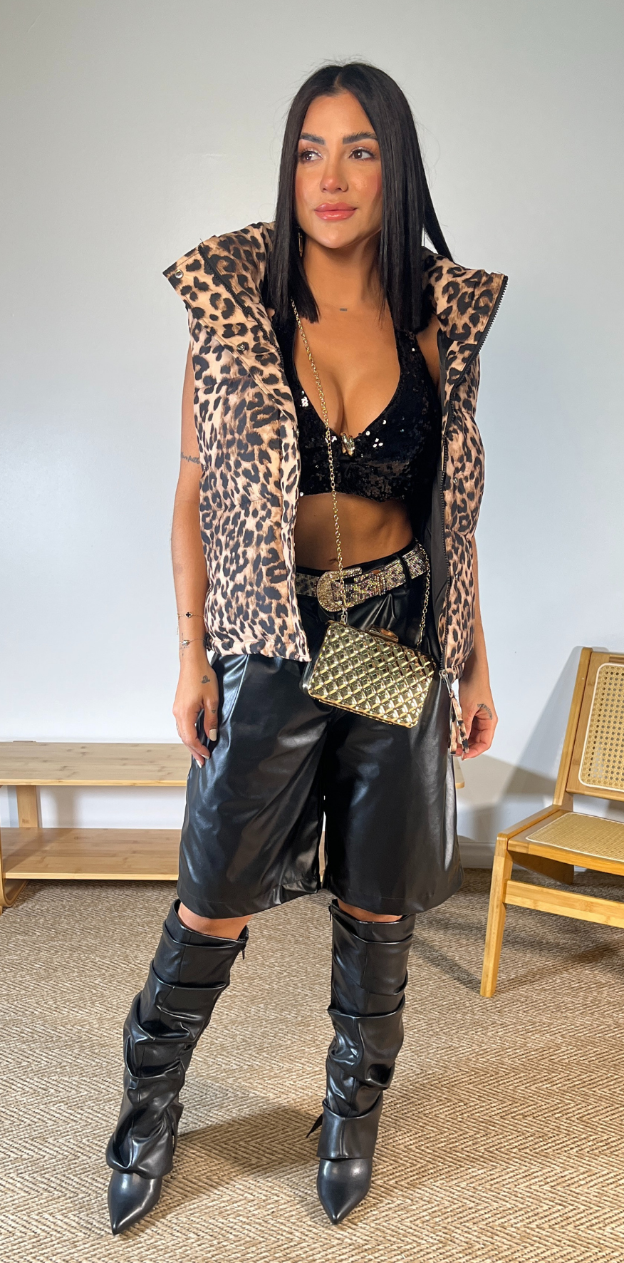 Black Coated Bermuda Shorts