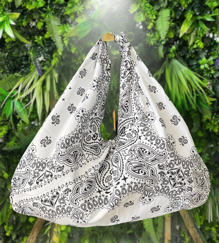 White Scarf Print Bag