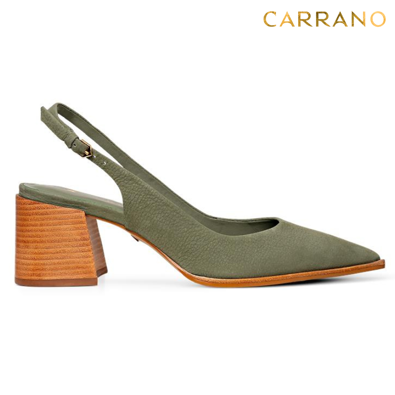 Green Slingback Block Heels