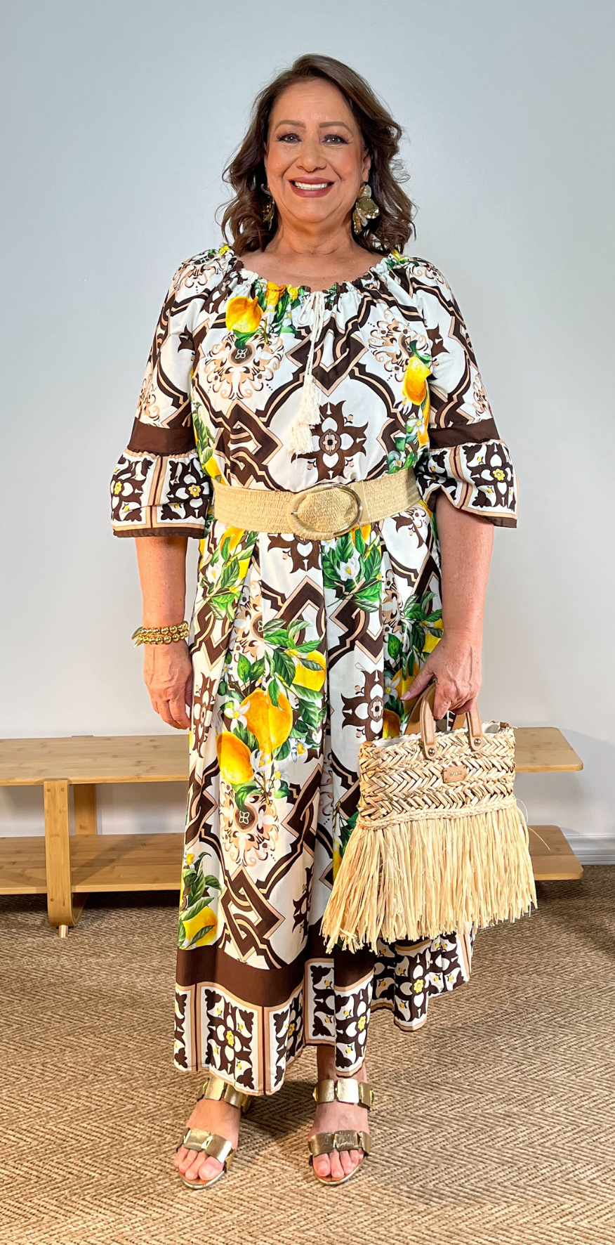 Lemon Print White Skirt