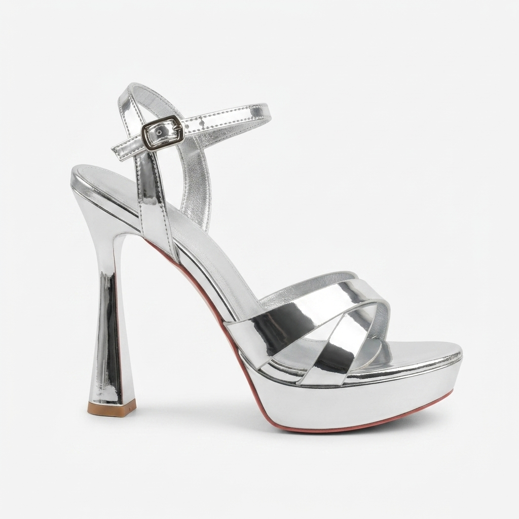 Glossy Ankle Strap Heels
