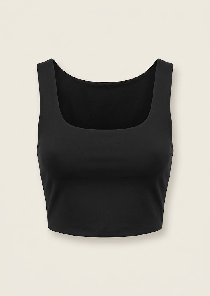 Square Neck Sleeveless Crop Top