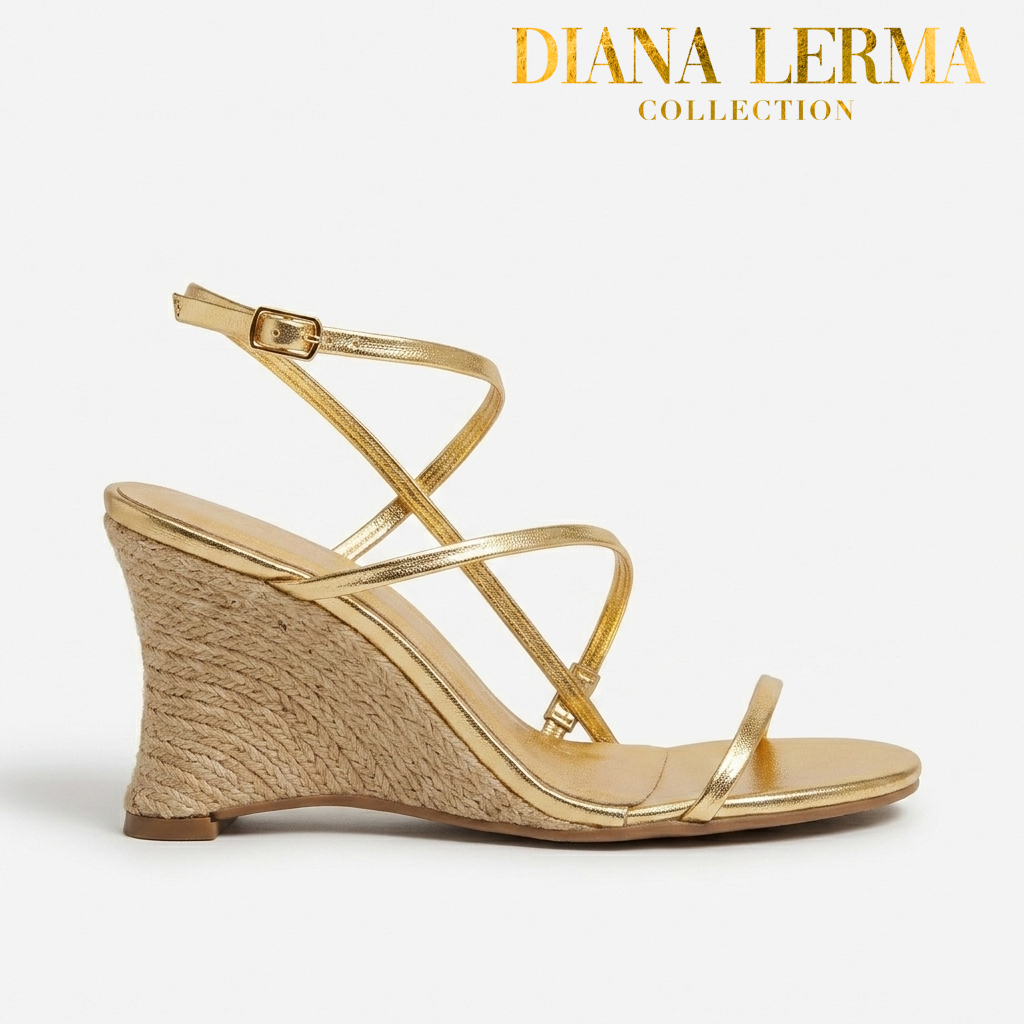 Gold Strappy Wedges