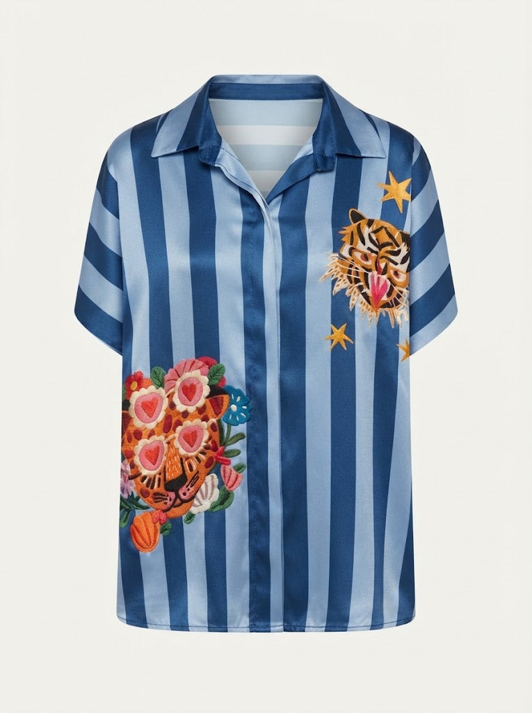 Embroidered Striped Blouse
