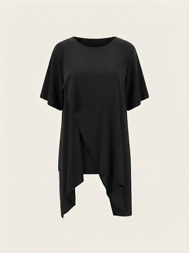 Asymmetric Drape Satin Blouse