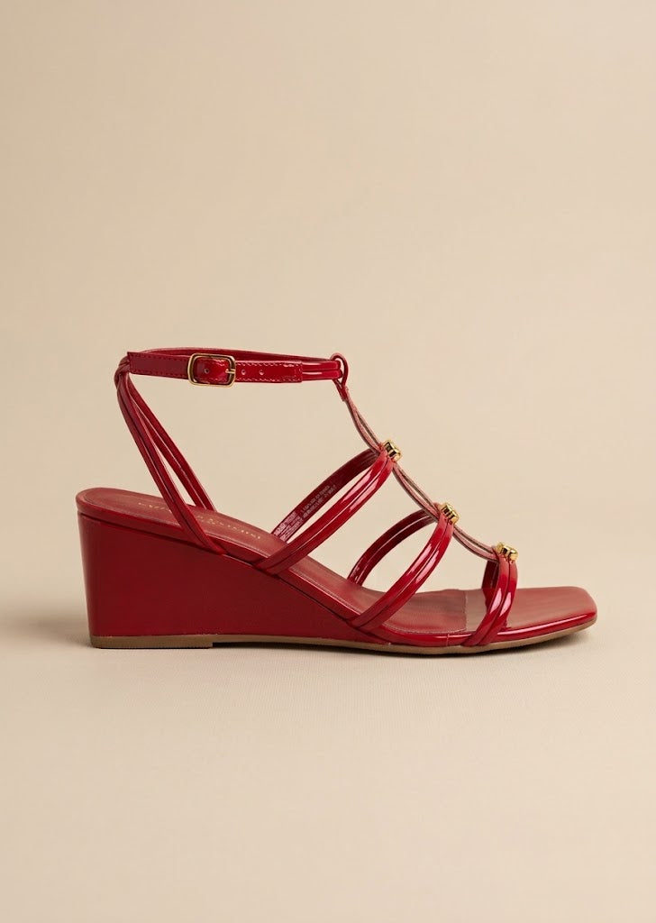 Gold Studded Glossy Wedges