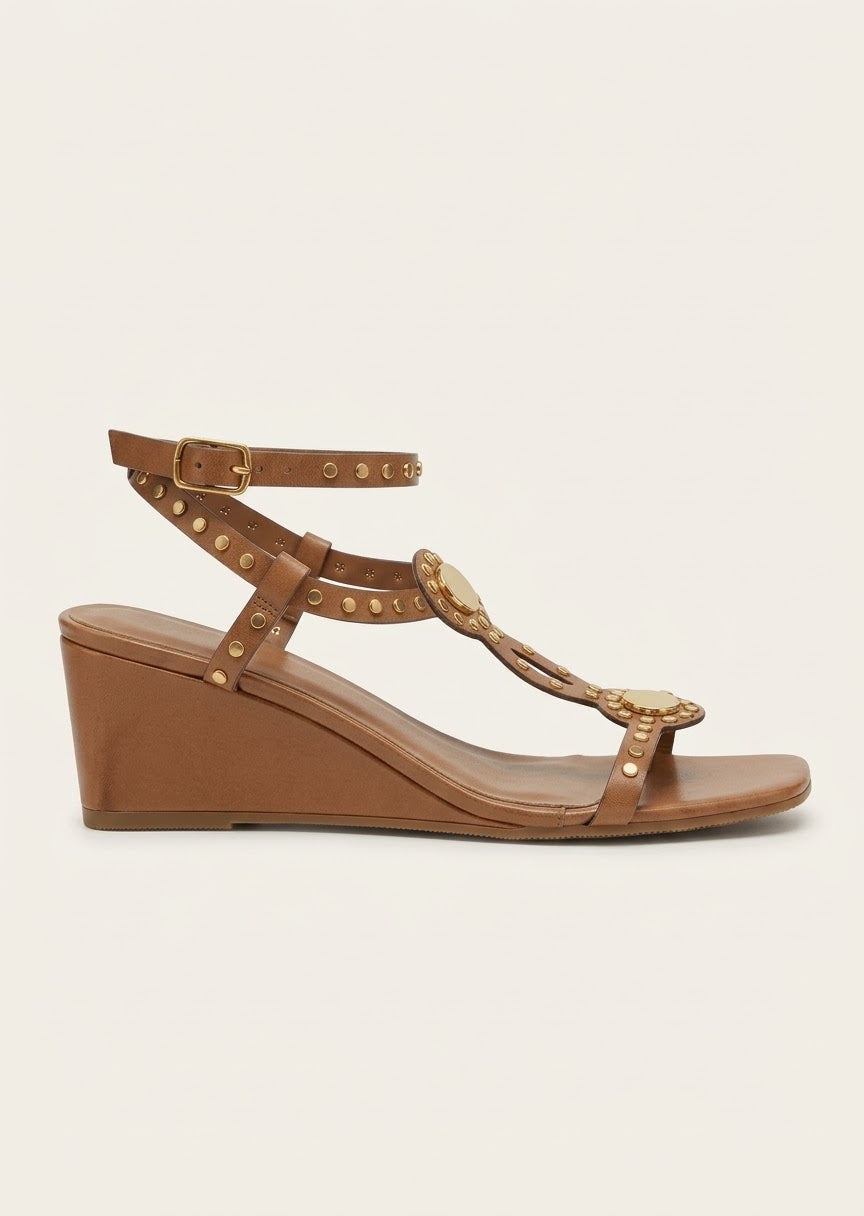 Gold Details Camel Wedges