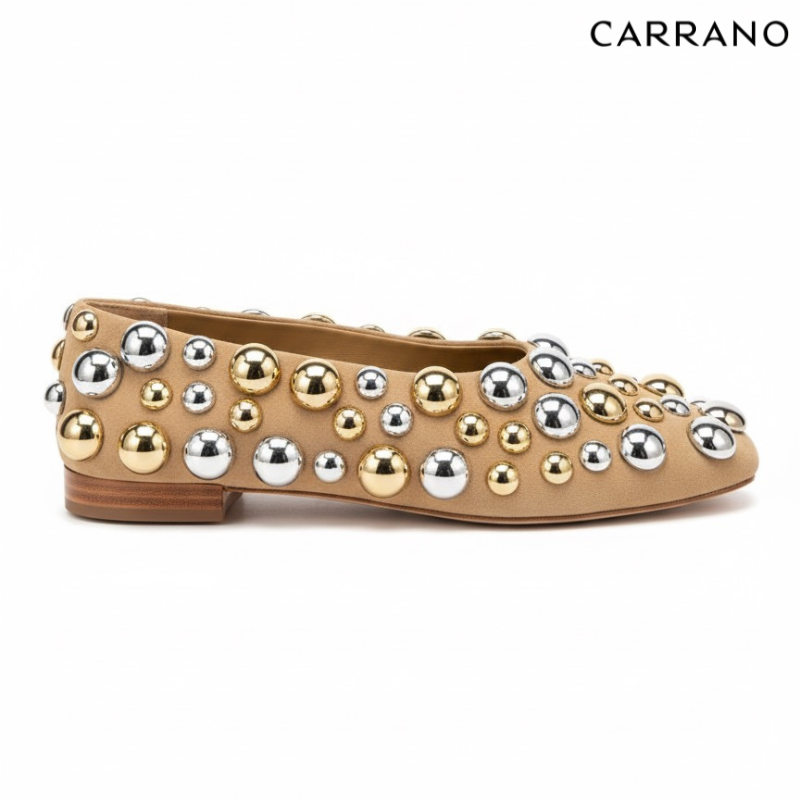 Tan Studded Flats