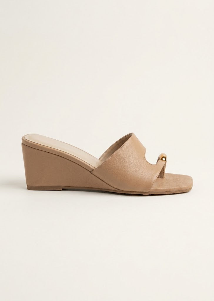 Beige Slide Wedges