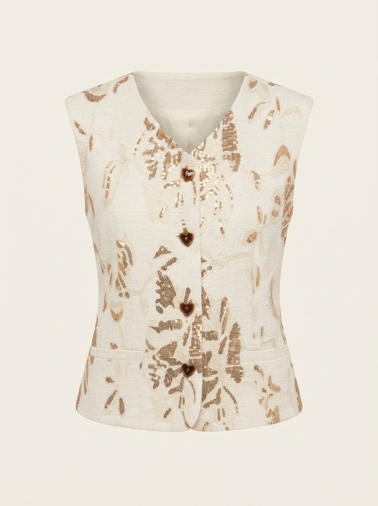 Sequin Embroidered Tailored Vest