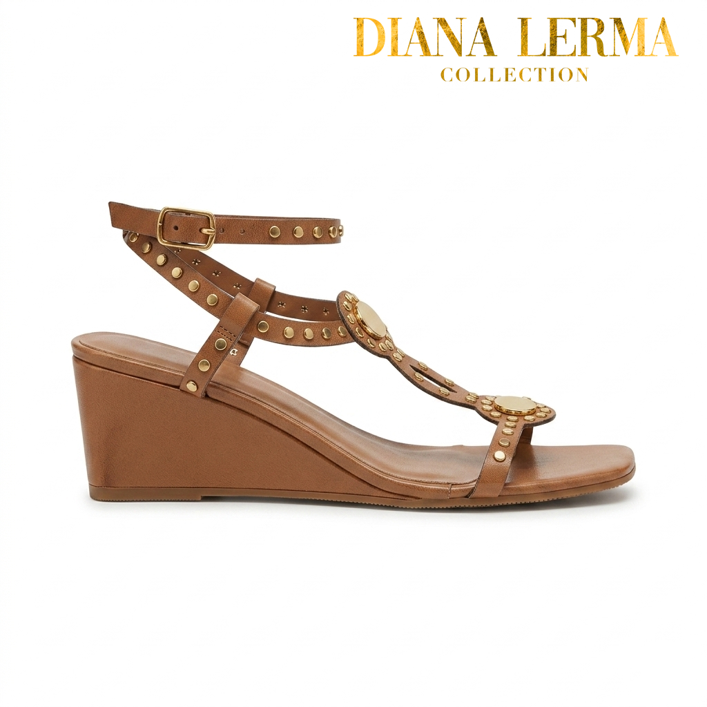 Gold Details Camel Wedges