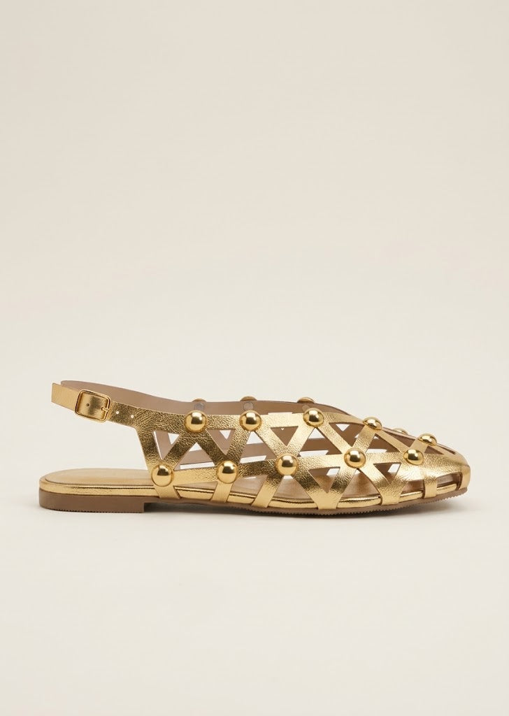 Gold Studs Slingback Sandals