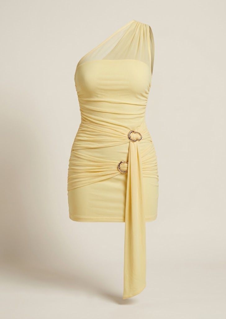 One Shoulder Draped Minidress